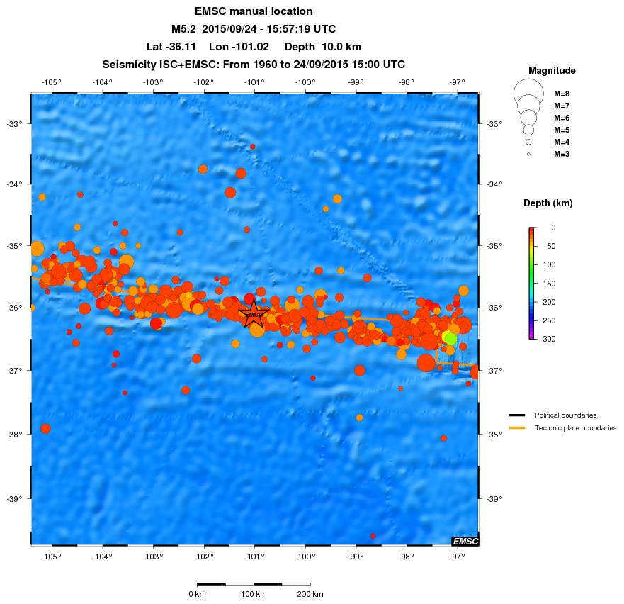 regional depth historical seismicity