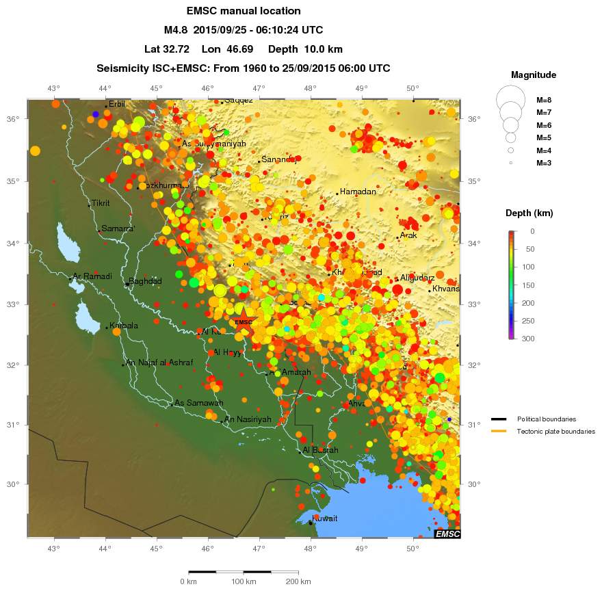 regional depth historical seismicity