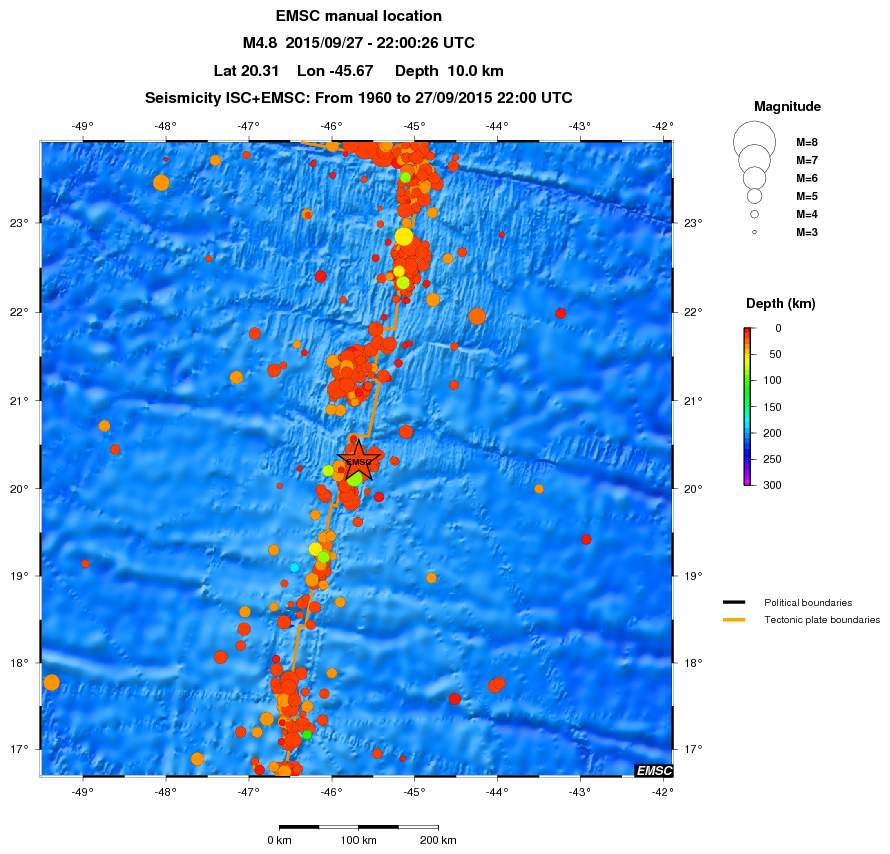 regional depth historical seismicity