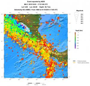 regional depth historical seismicity