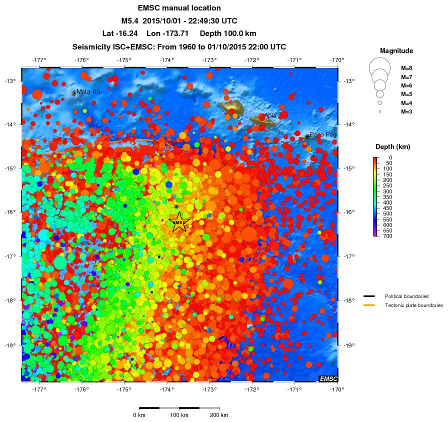regional depth historical seismicity