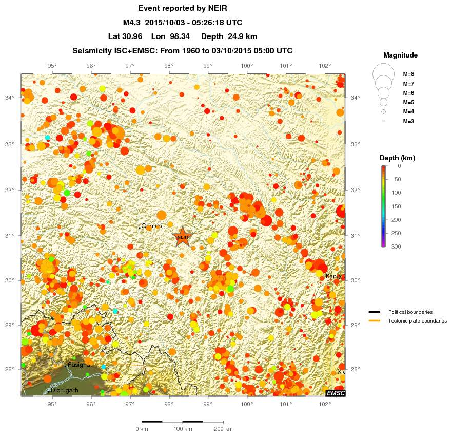 regional depth historical seismicity