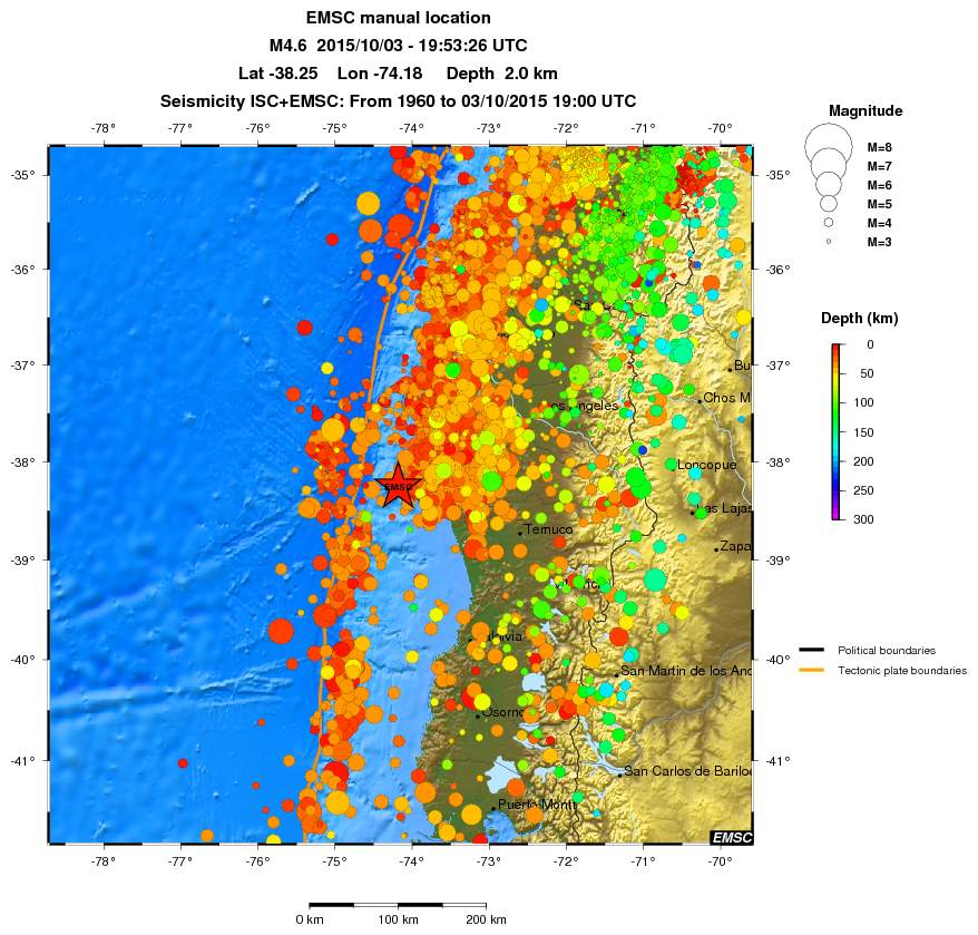 regional depth historical seismicity