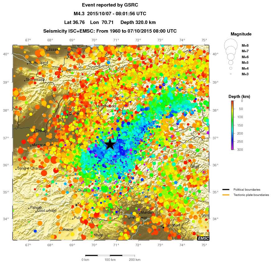 regional depth historical seismicity