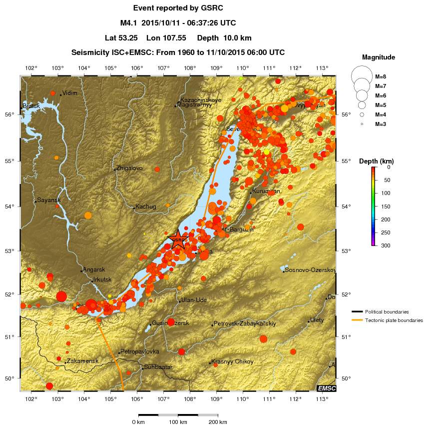 regional depth historical seismicity