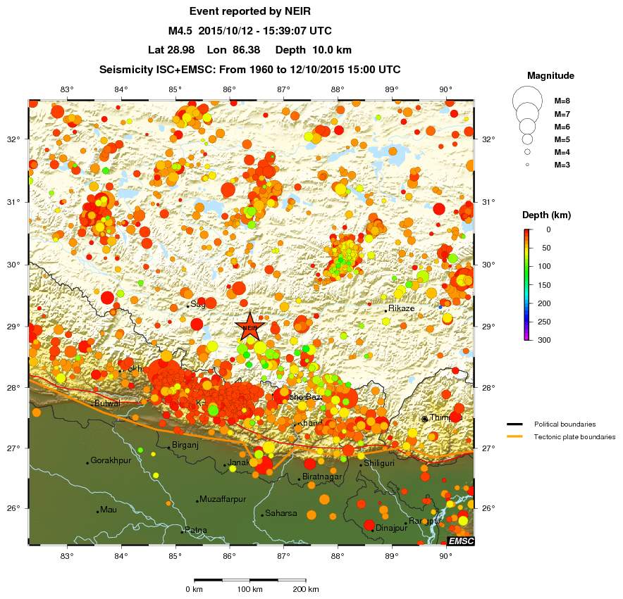 regional depth historical seismicity