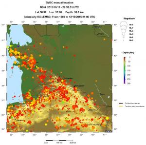 regional depth historical seismicity