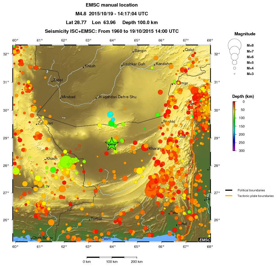 regional depth historical seismicity