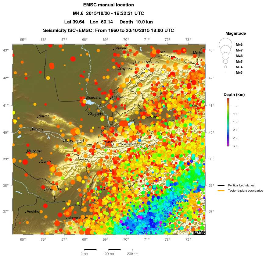 regional depth historical seismicity