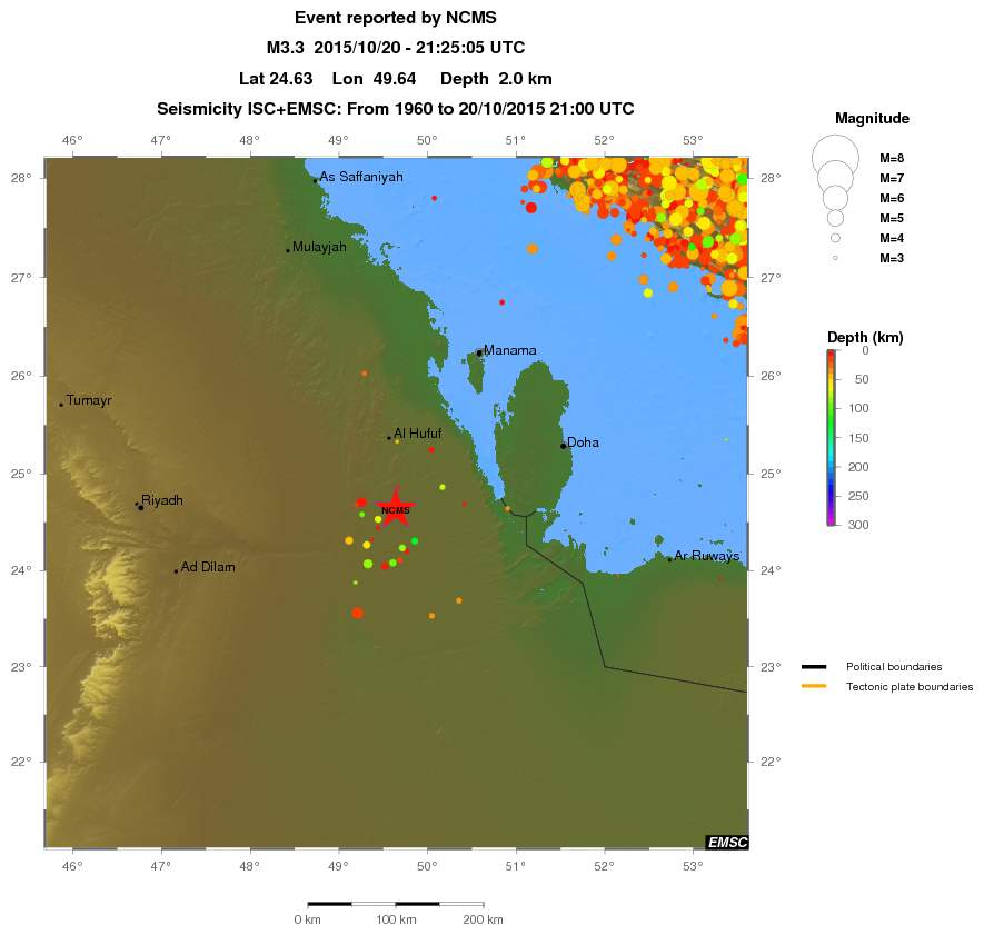 regional depth historical seismicity
