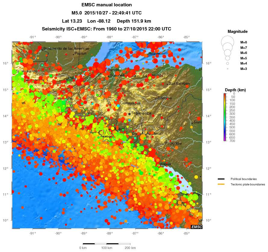 regional depth historical seismicity