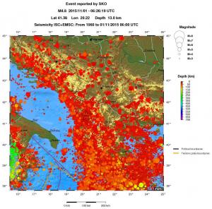 regional depth historical seismicity