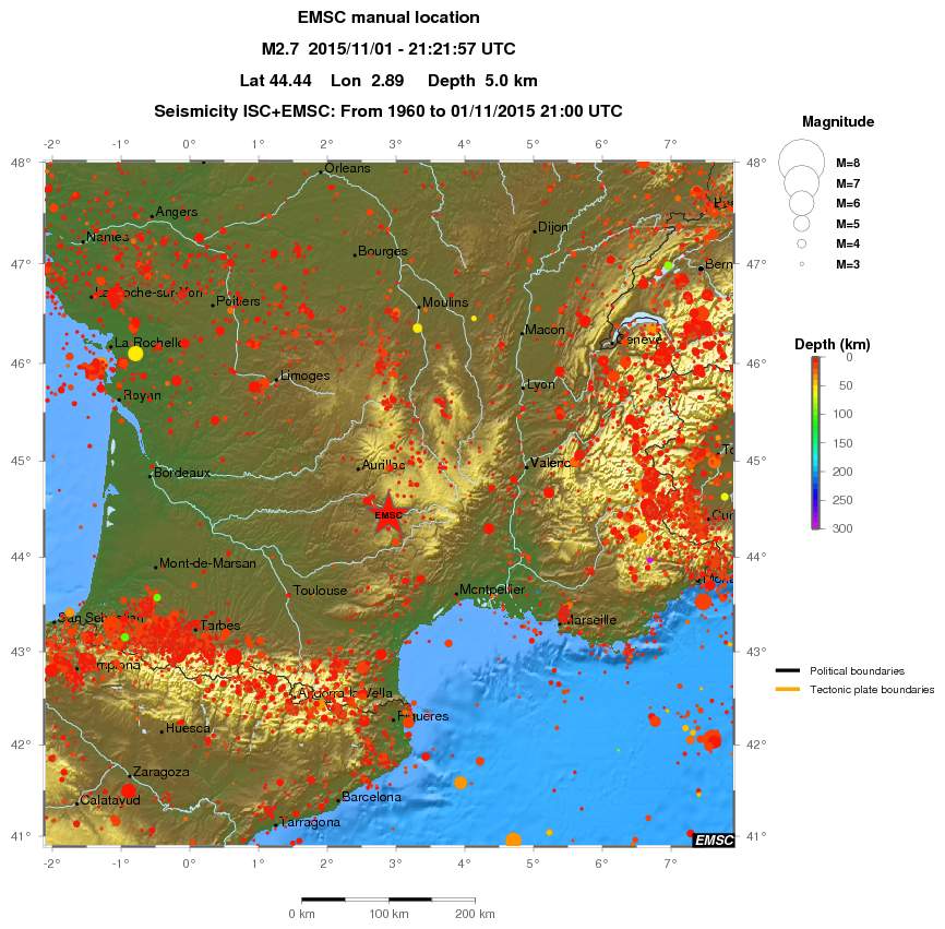 regional depth historical seismicity