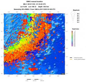 regional depth historical seismicity