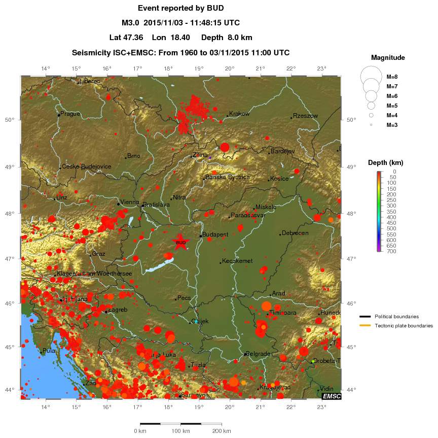 regional depth historical seismicity