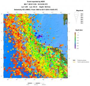 regional depth historical seismicity