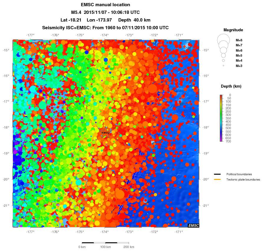 regional depth historical seismicity