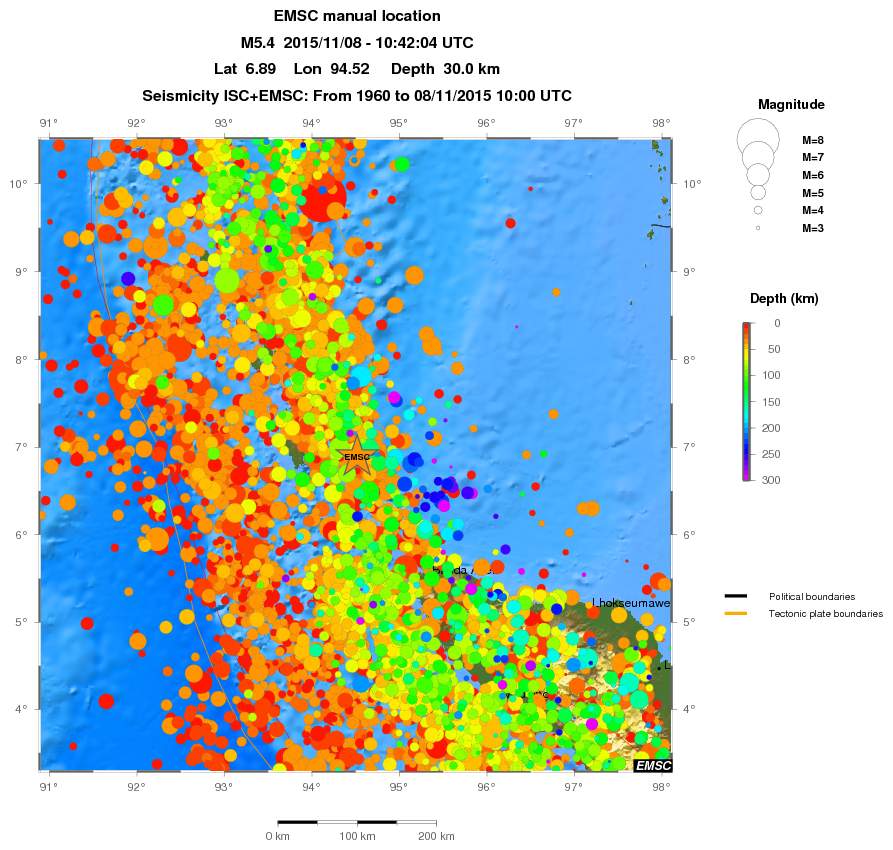 regional depth historical seismicity