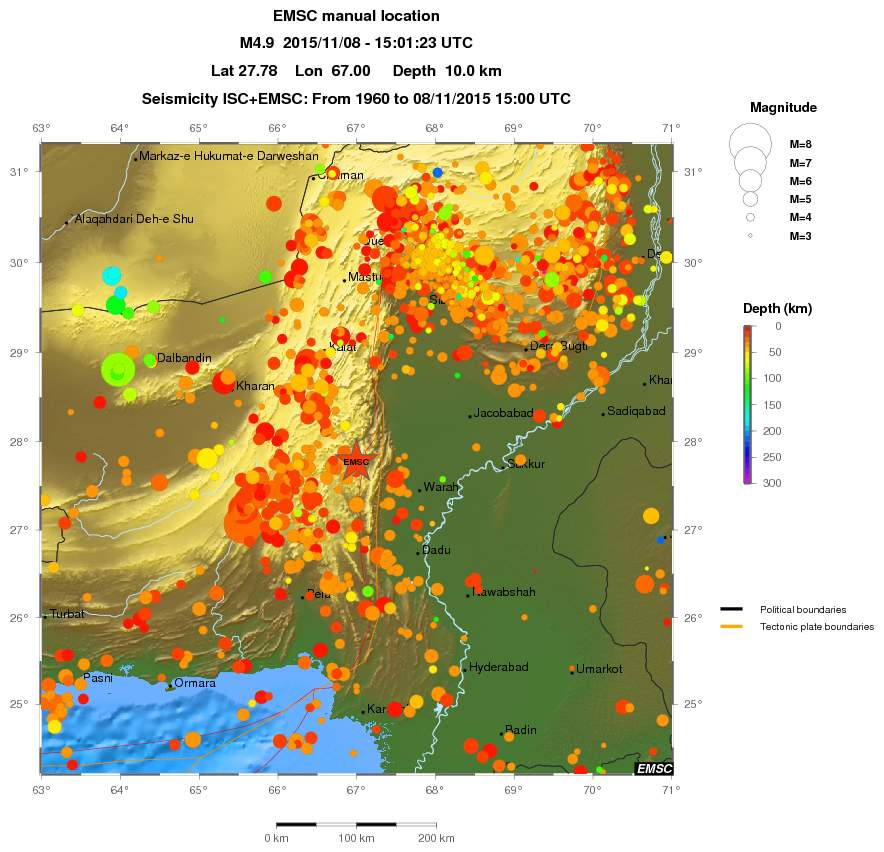 regional depth historical seismicity