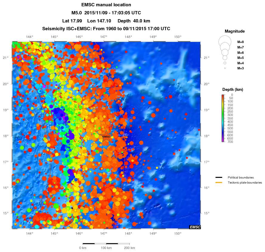 regional depth historical seismicity
