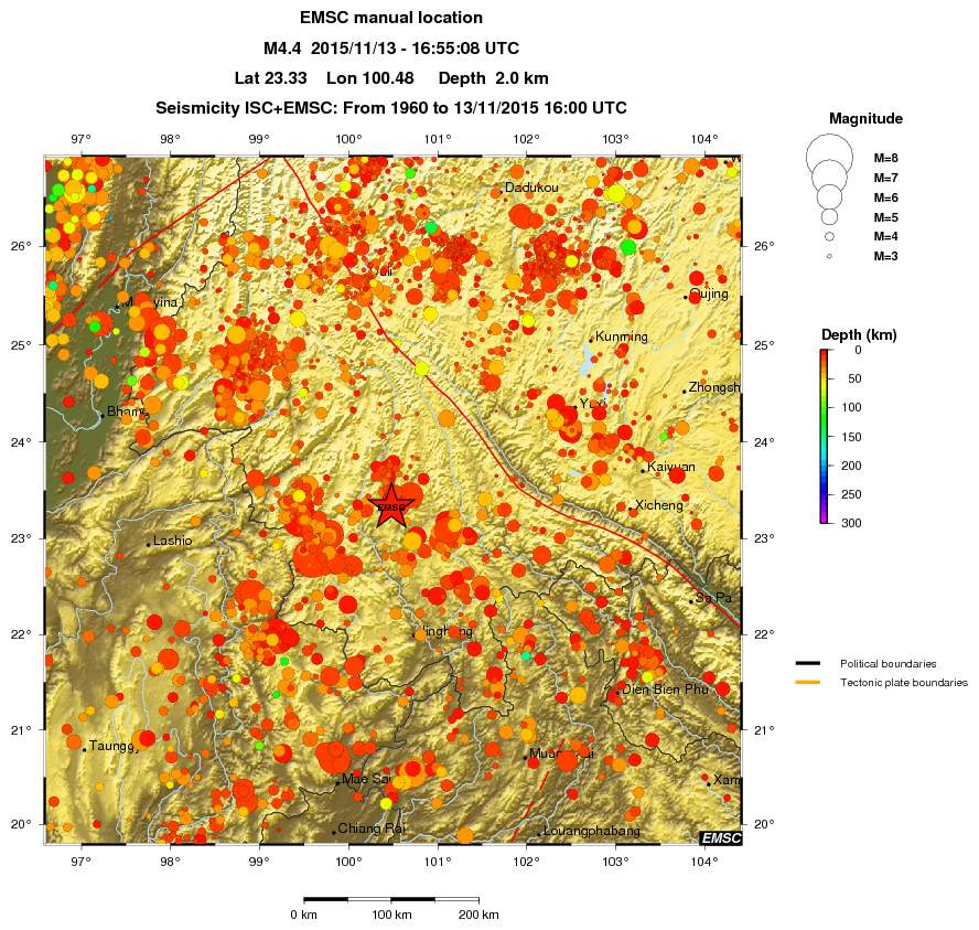 regional depth historical seismicity