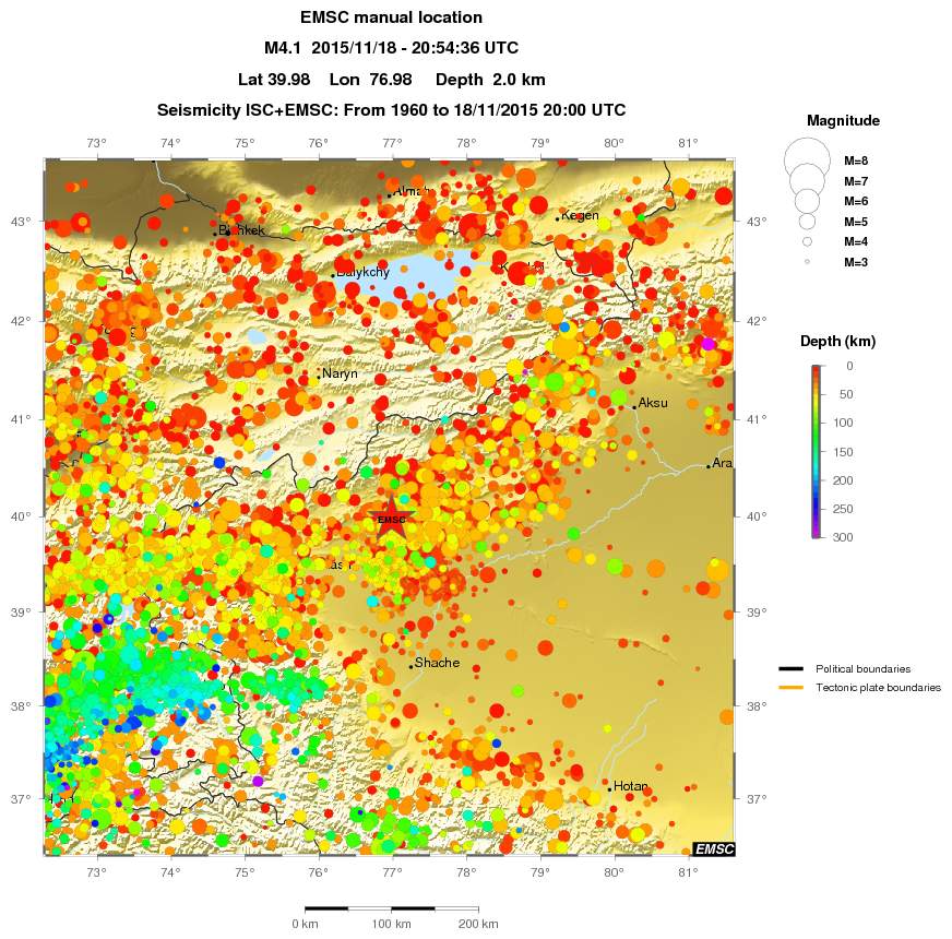 regional depth historical seismicity