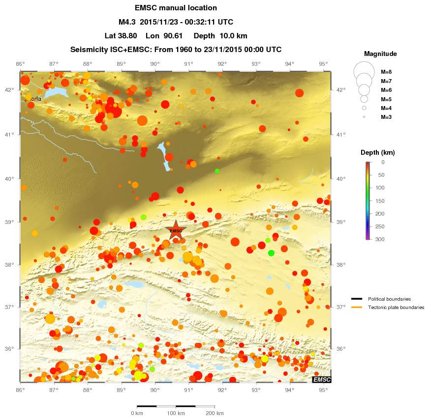 regional depth historical seismicity