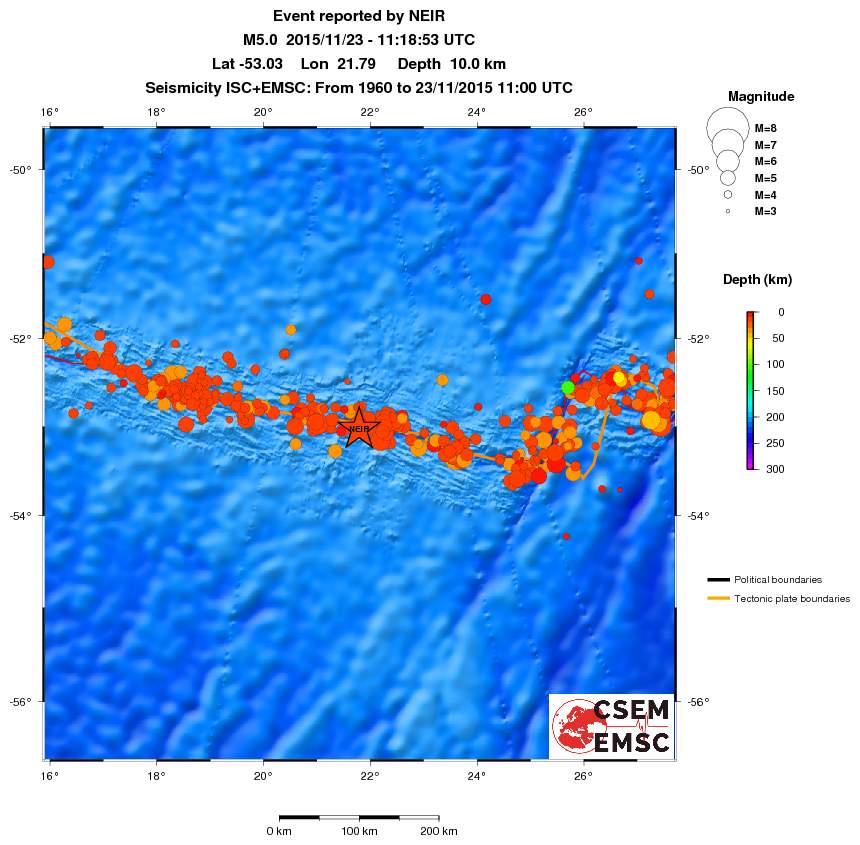 regional depth historical seismicity