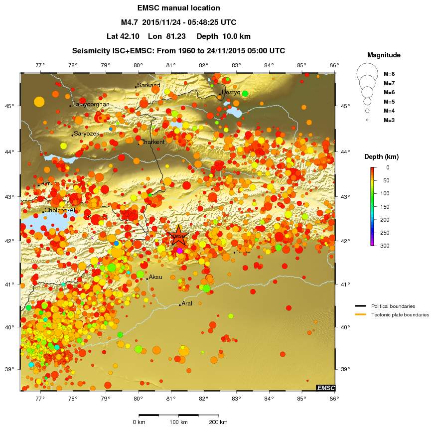 regional depth historical seismicity