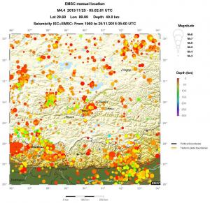 regional depth historical seismicity