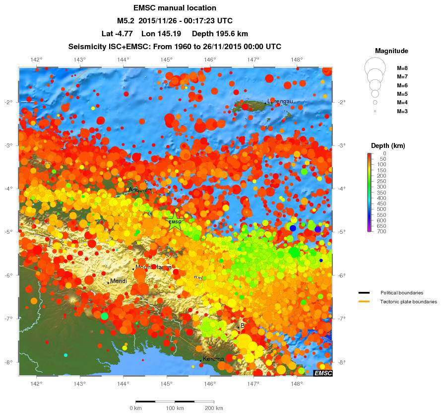 regional depth historical seismicity