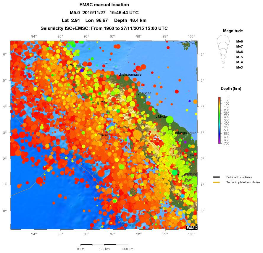 regional depth historical seismicity