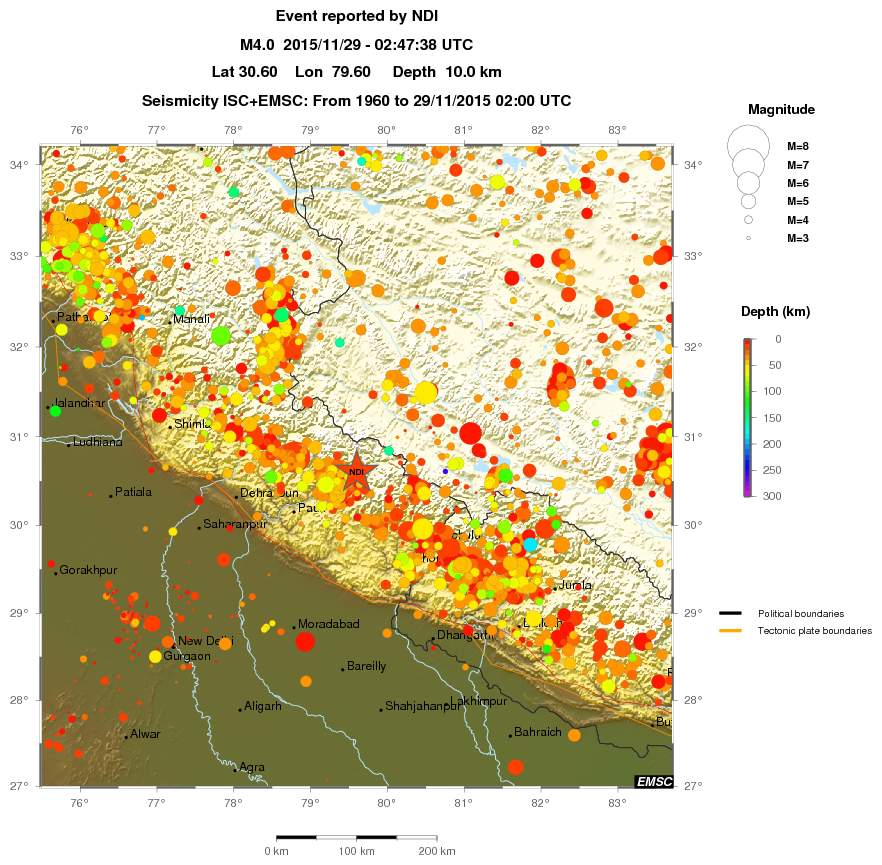 regional depth historical seismicity