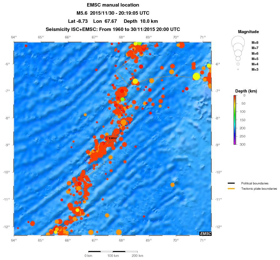 regional depth historical seismicity