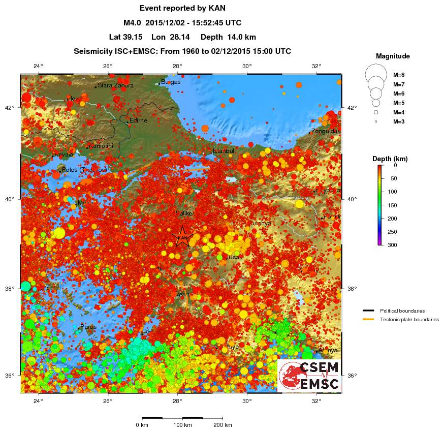 regional depth historical seismicity