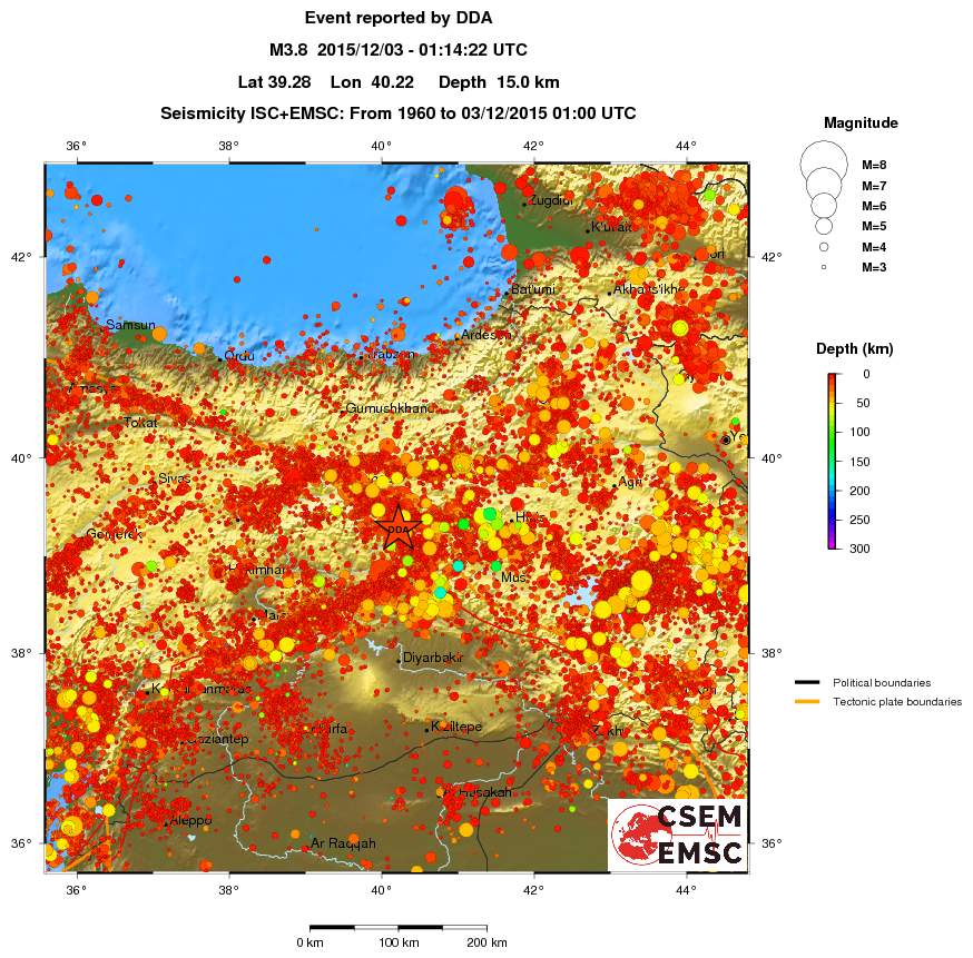 regional depth historical seismicity