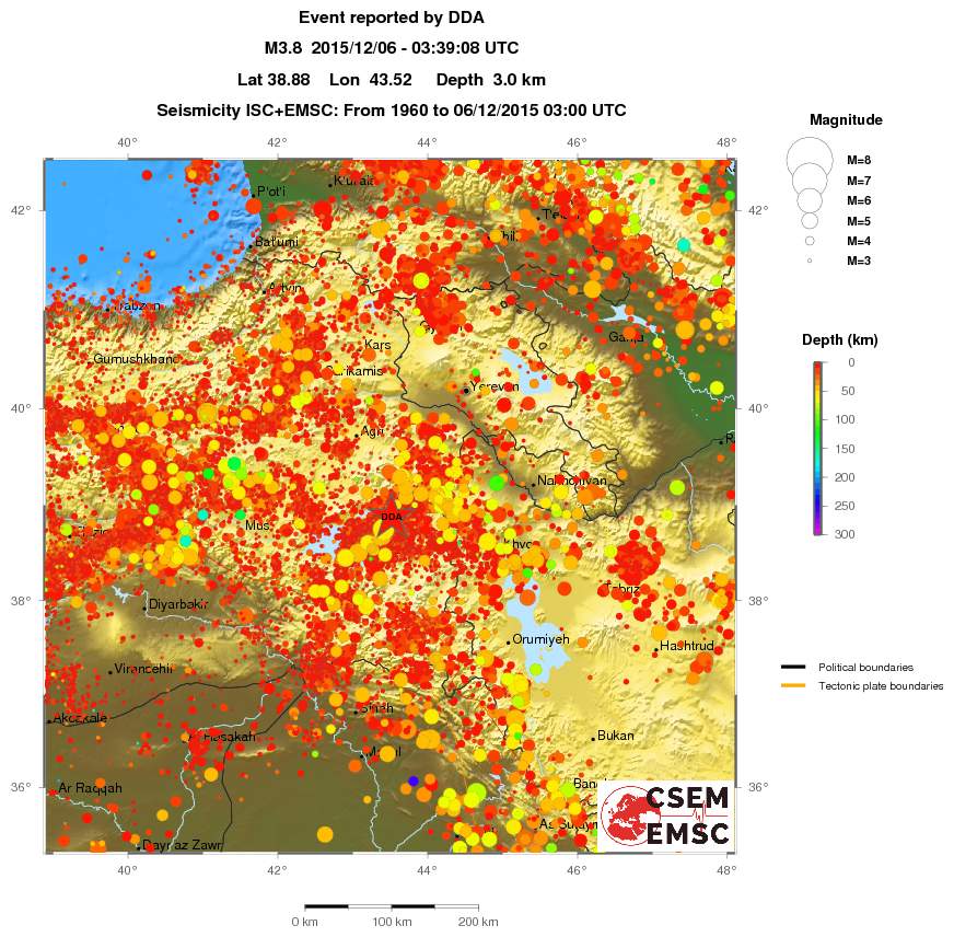 regional depth historical seismicity