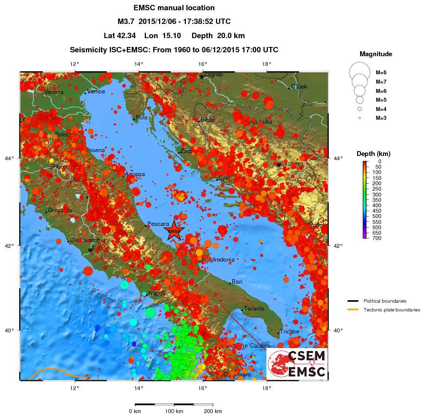 regional depth historical seismicity