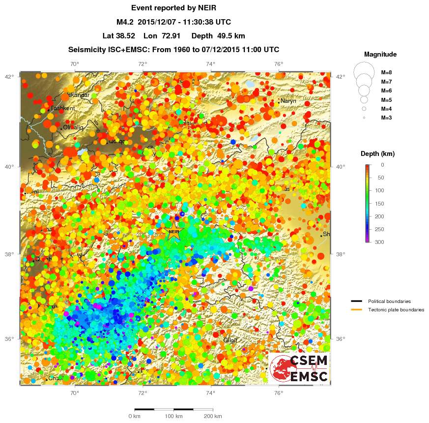 regional depth historical seismicity