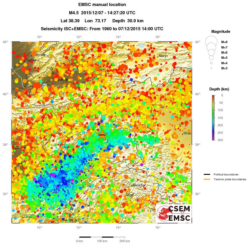 regional depth historical seismicity
