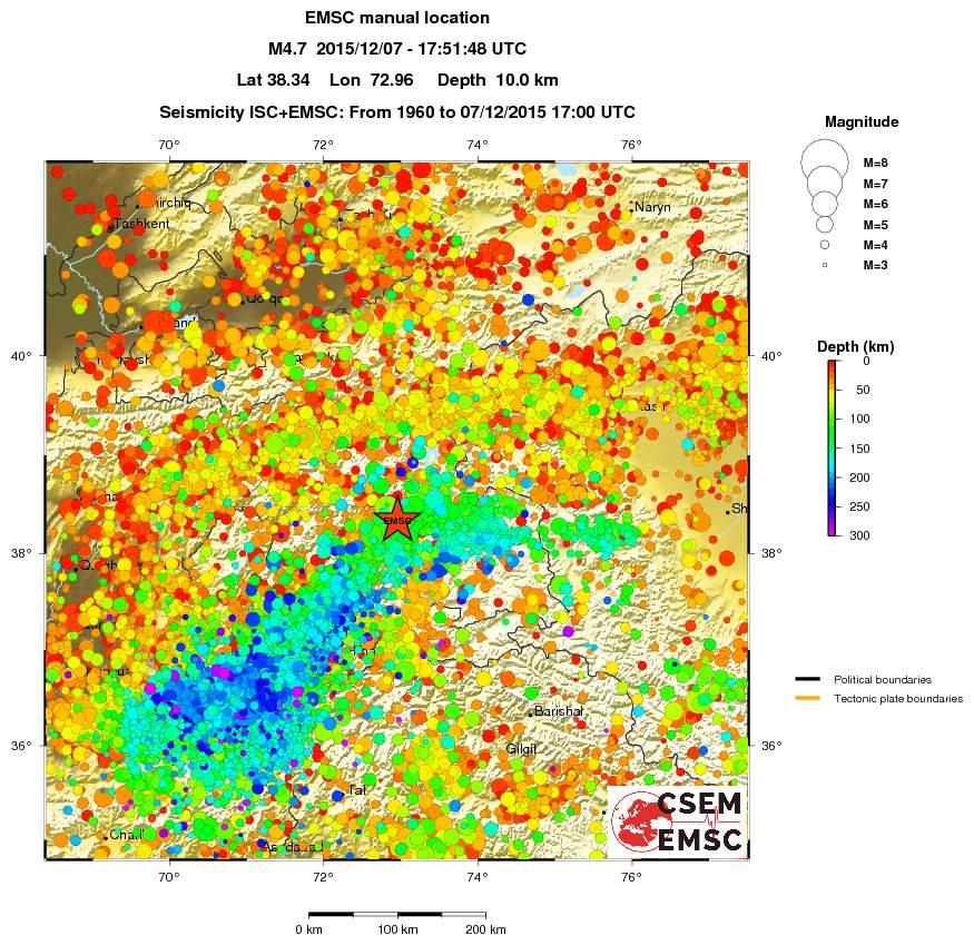 regional depth historical seismicity