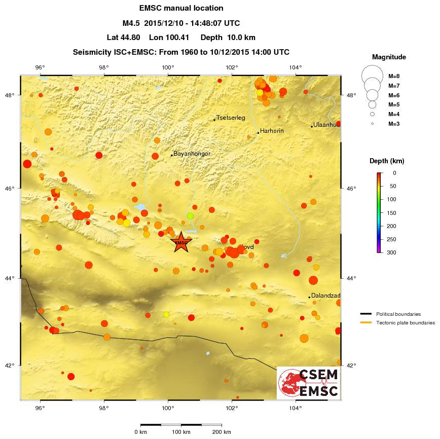 regional depth historical seismicity