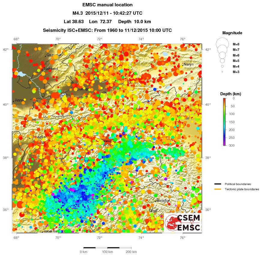 regional depth historical seismicity