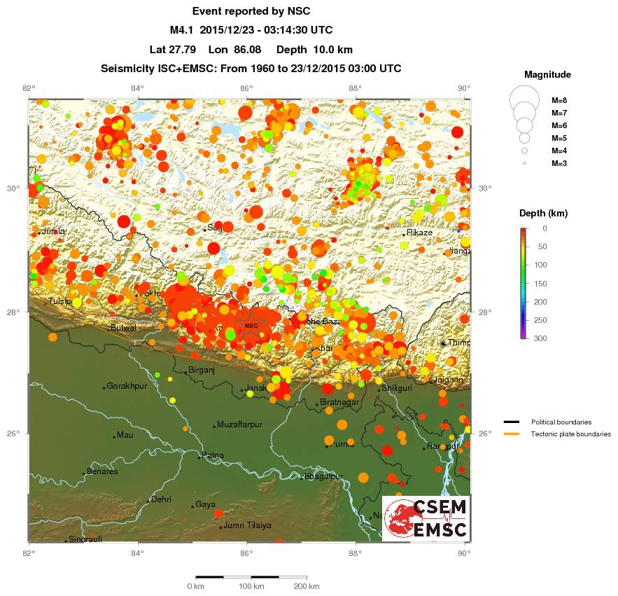 regional depth historical seismicity
