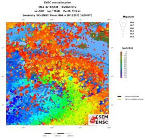 regional depth historical seismicity