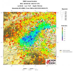 regional depth historical seismicity