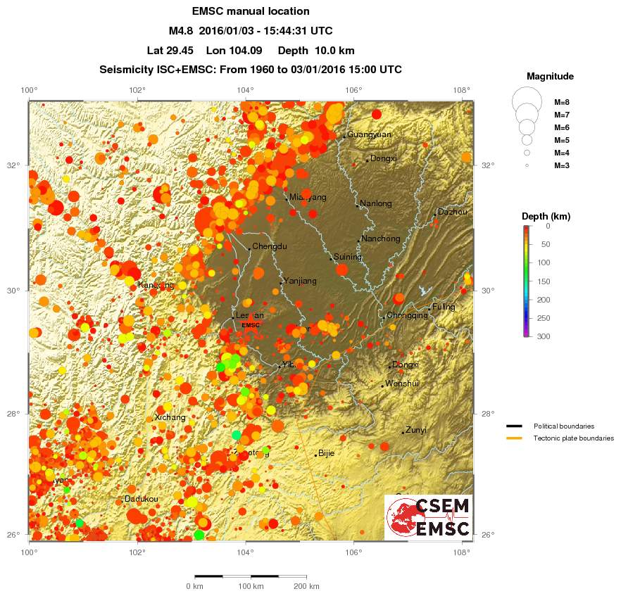 regional depth historical seismicity