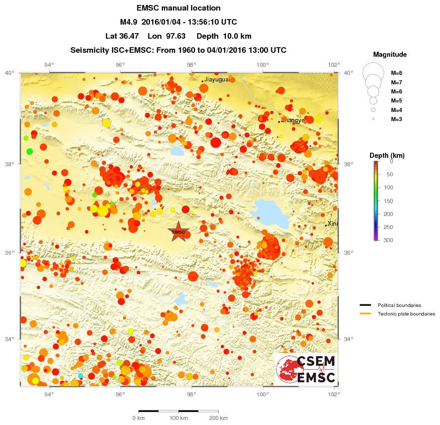 regional depth historical seismicity