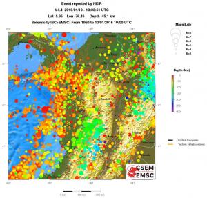 regional depth historical seismicity