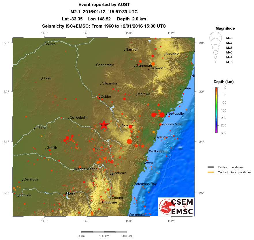 regional depth historical seismicity